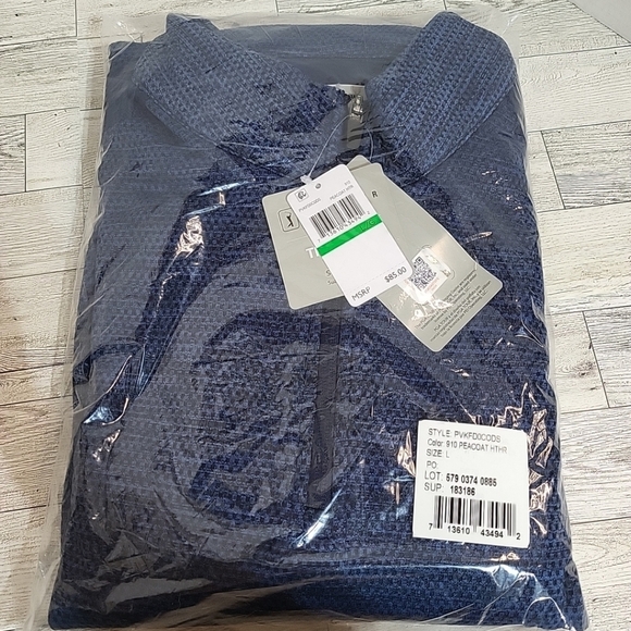 PGA Tour Men's Large 1/4 Zip Moisture Wicking Sweater Peacoat Heather Blue NWT - Picture 2 of 8